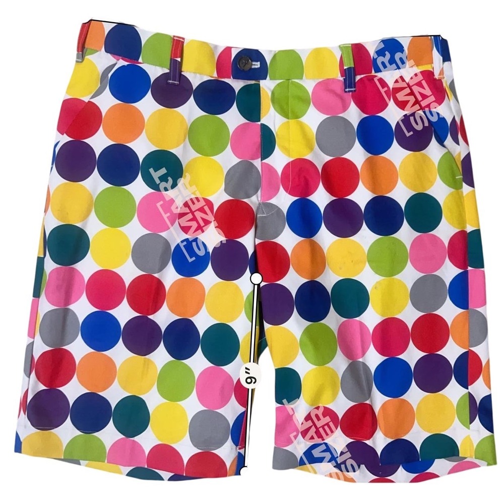 Loudmouth Golf Shorts Mens Multicolor Excellent Polka Dot Pattern 9" Inseam - Picture 7 of 10